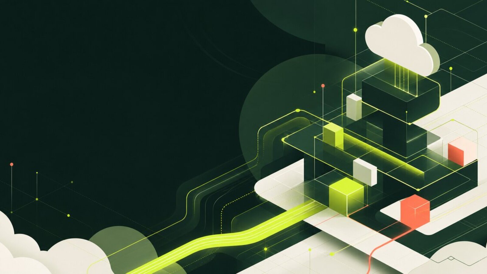 An abstract cloud and data platform illustration for a disconnected Kubernetes system